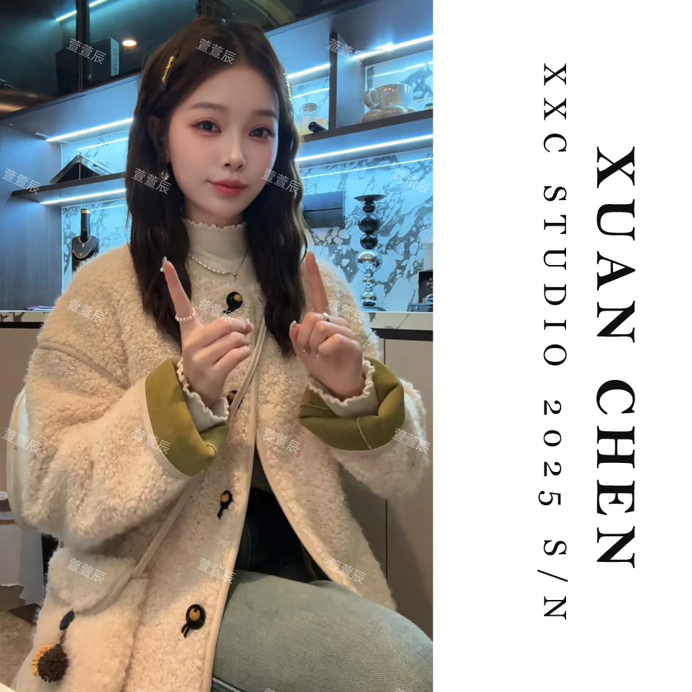 【怀旧胶卷】女士网红款外套秋冬厚款宽松慵懒风洋气毛毛外套#9022