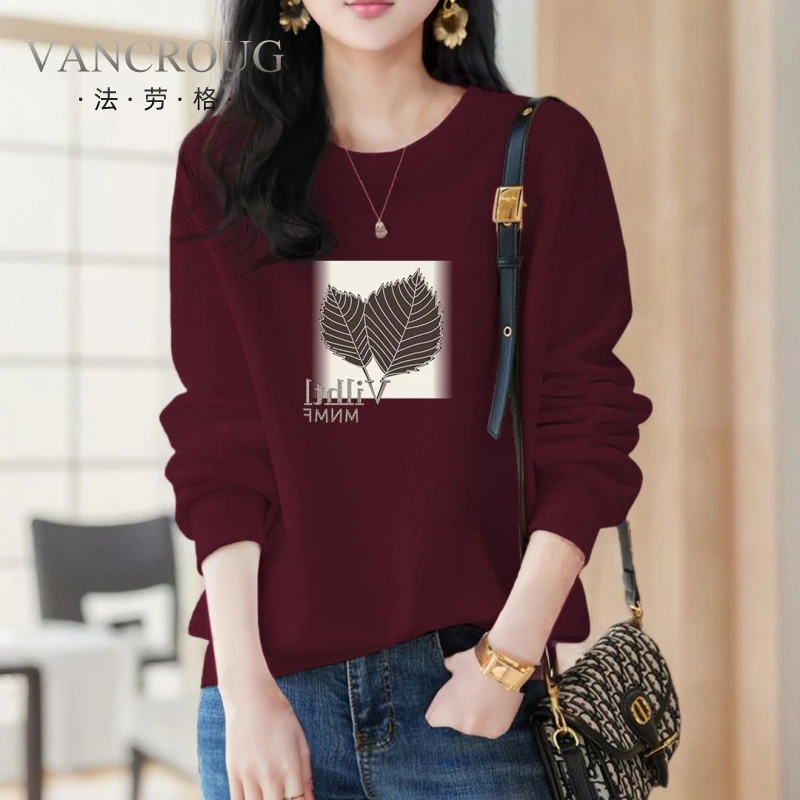 法劳格高端安可拉红色长袖圆领卫衣女小香风秋季时尚老钱风女装