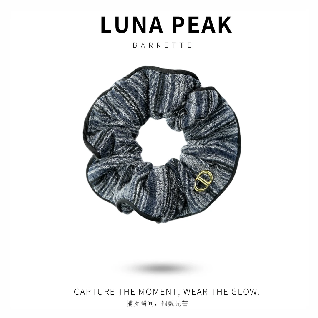 韩国复古洋气早秋撞色条纹针织小肠圈丸子头花盘发圈褶皱包边头绳