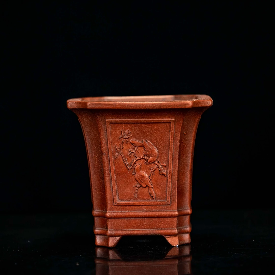 阿木会客厅—紫砂花盆笔筒高15宽6