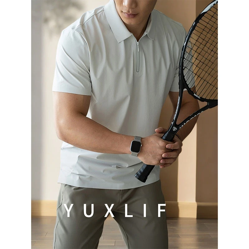 【UPF50+】7A抗紫外线抗菌凉感半拉链运动短袖T恤男士春夏健身服