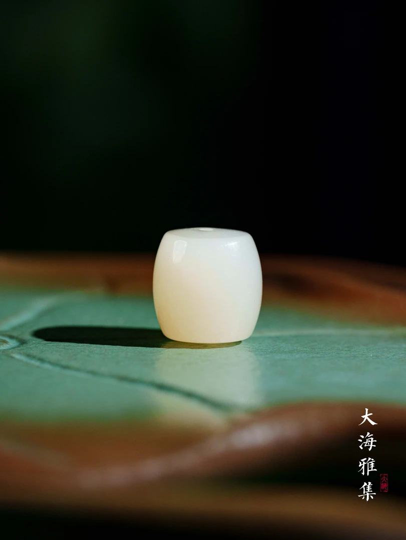 【DIY配件】藕粉和田玉老型桶珠吊坠  D4469