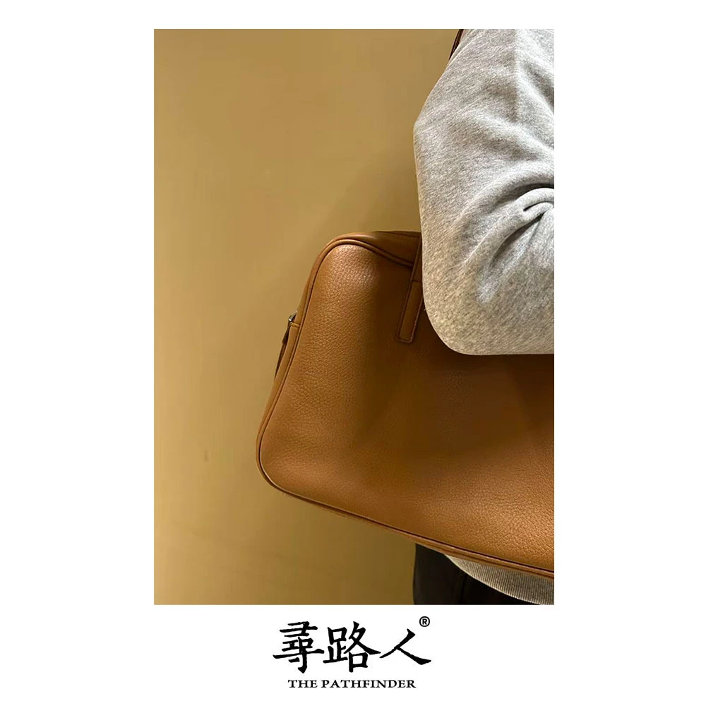 寻路人休闲百搭简约气质女士单肩包保龄球