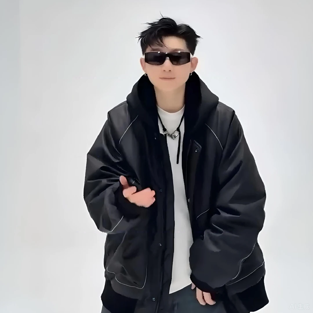 鸭绒圆领羽绒服宽松户外工装百搭情侣款外套D033