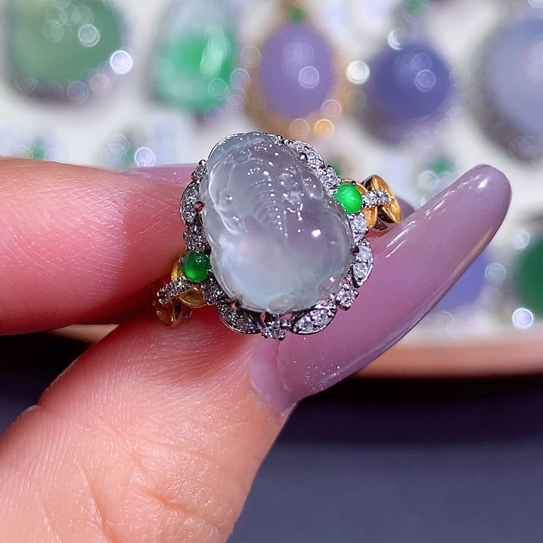 翡翠18K金镶嵌吊坠(不含链)