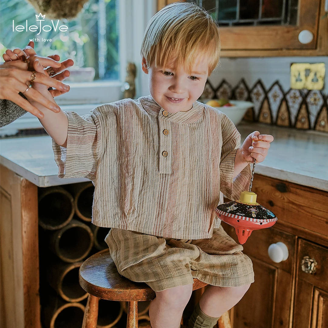 lele Jove北欧风儿童短袖衬衫宝宝夏季轻薄透气圆领5AS38941【XH】