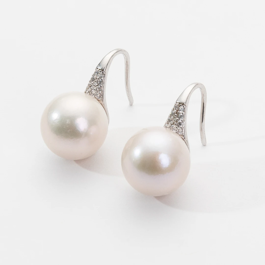 （经典爆款）S925银11-12mm淡水珍珠高跟鞋耳环