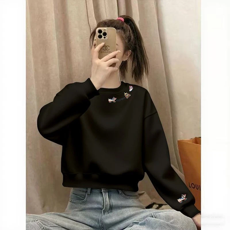 2025秋冬新款设计感白色短款加绒卫衣女高腰小众爆款小个子上衣