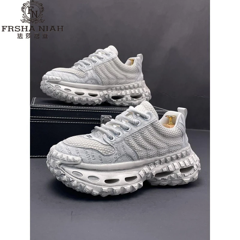 法莎尼亚老爹鞋男做旧复古休闲鞋男士低帮轮胎底增高厚底爆款男鞋