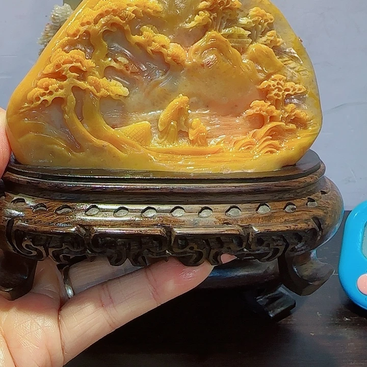 红***鸦石材昌化田黄摆件精品