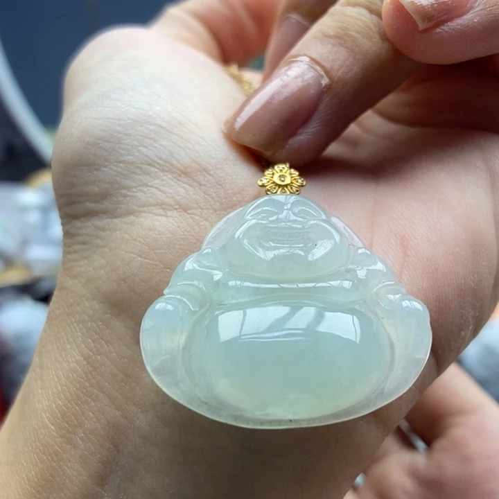 翡翠18K金镶嵌颈饰吊坠6