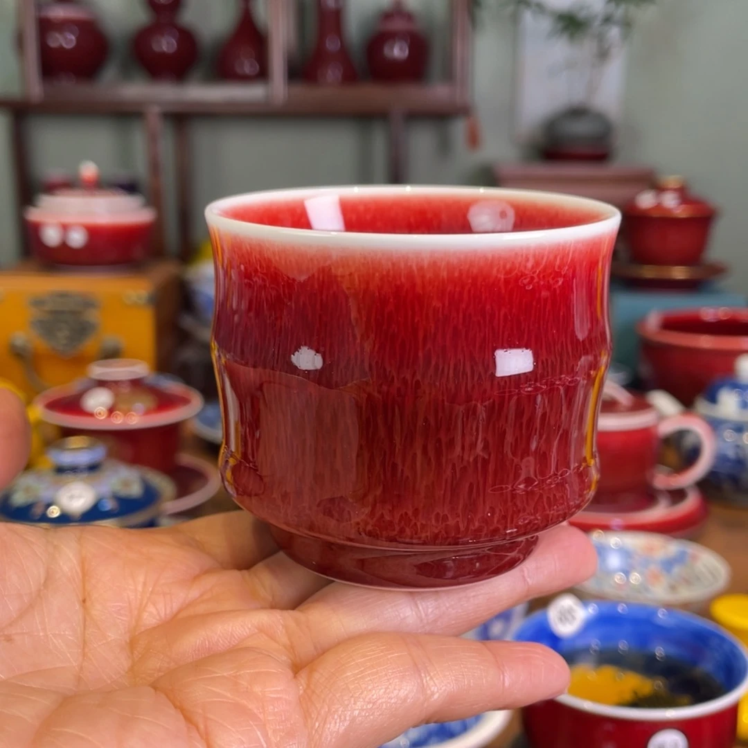 清欢雅玩原矿郎红竹节杯