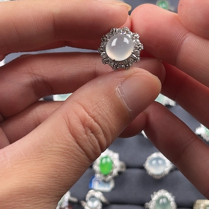 翡翠银S925镶嵌戒指缅甸A货