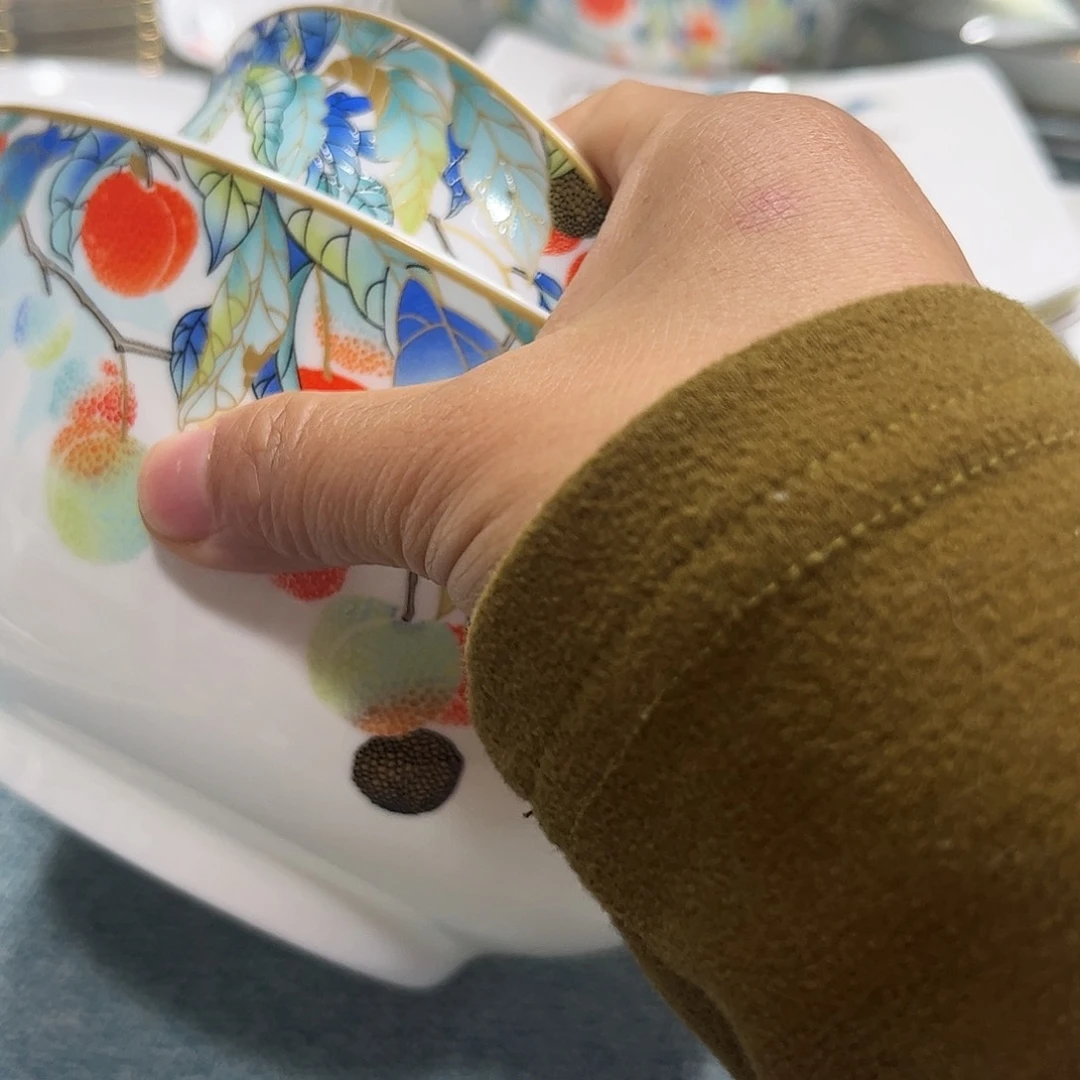 瓷片芙***芳荔枝七寸汤碗两个碗两个