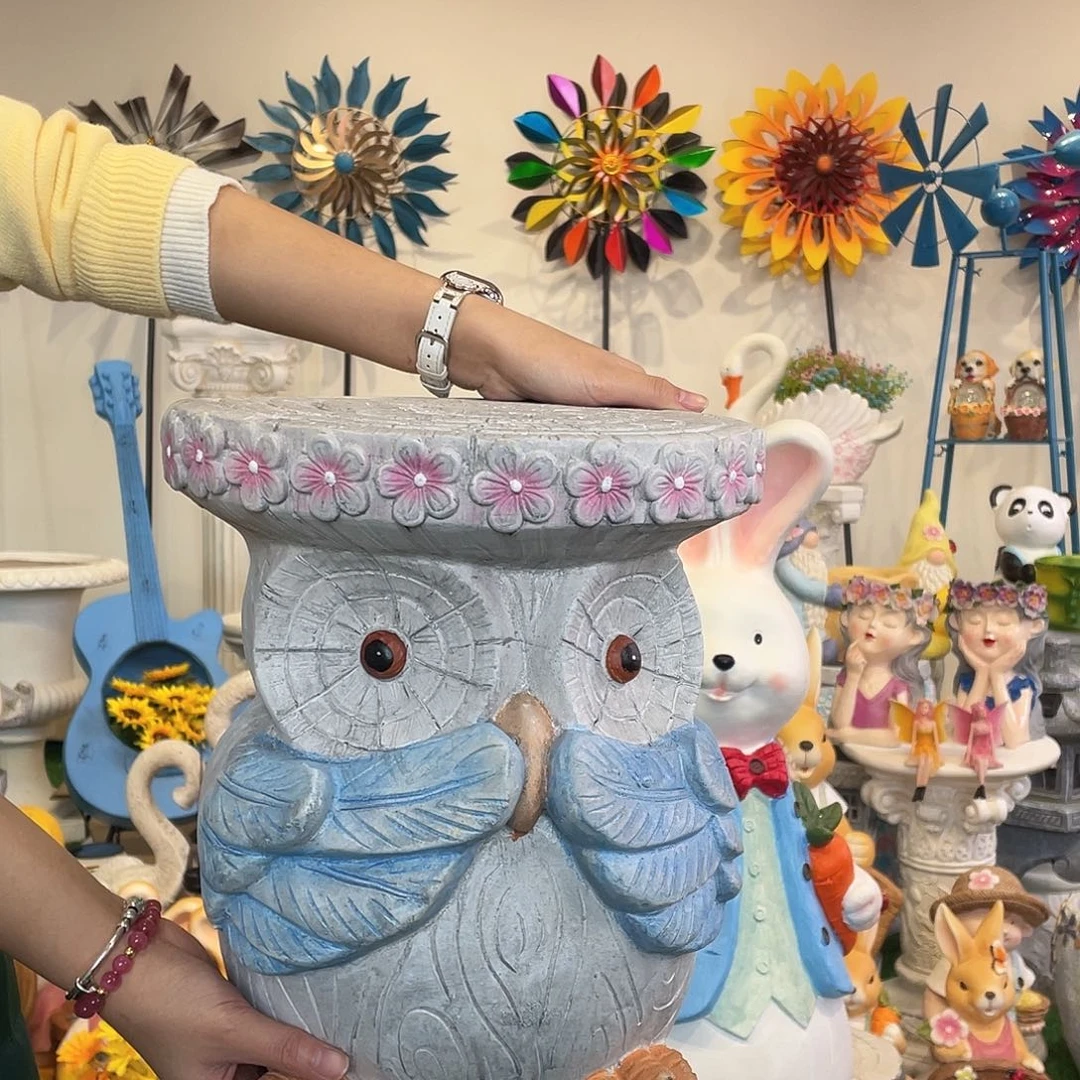 茶宠猫头鹰坐凳花托