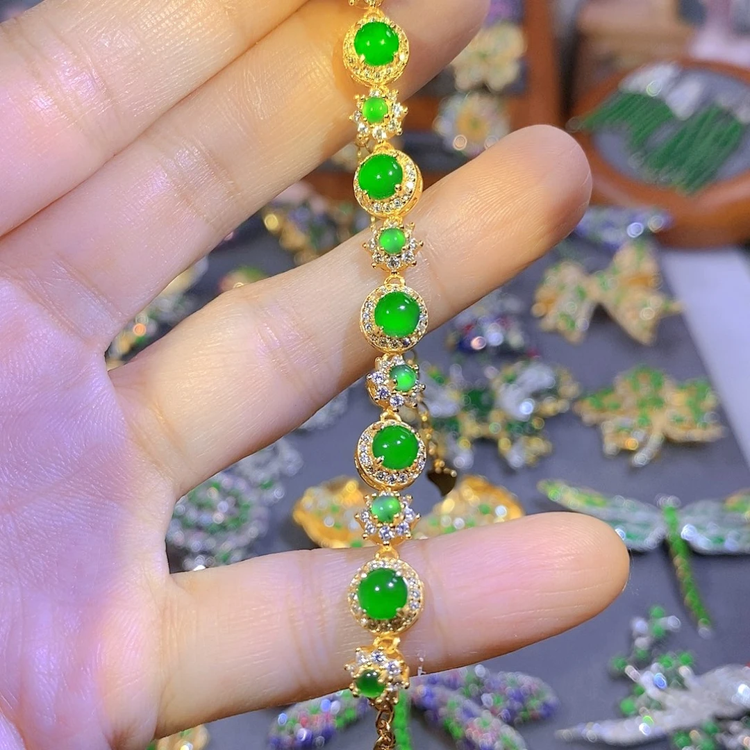 颈饰银S925镶嵌翡翠