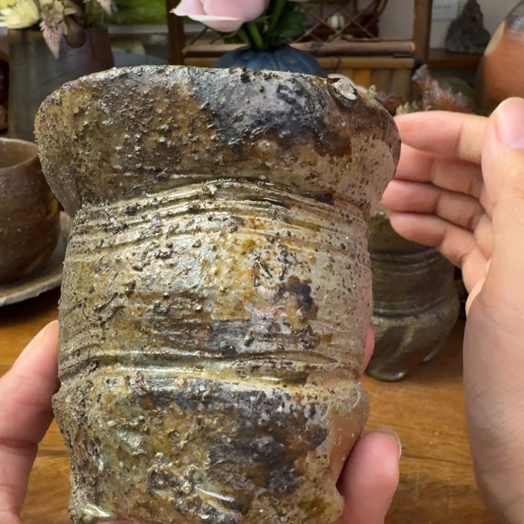 山***夫末石泰节备前烧将军杯有窯粘福利一口价