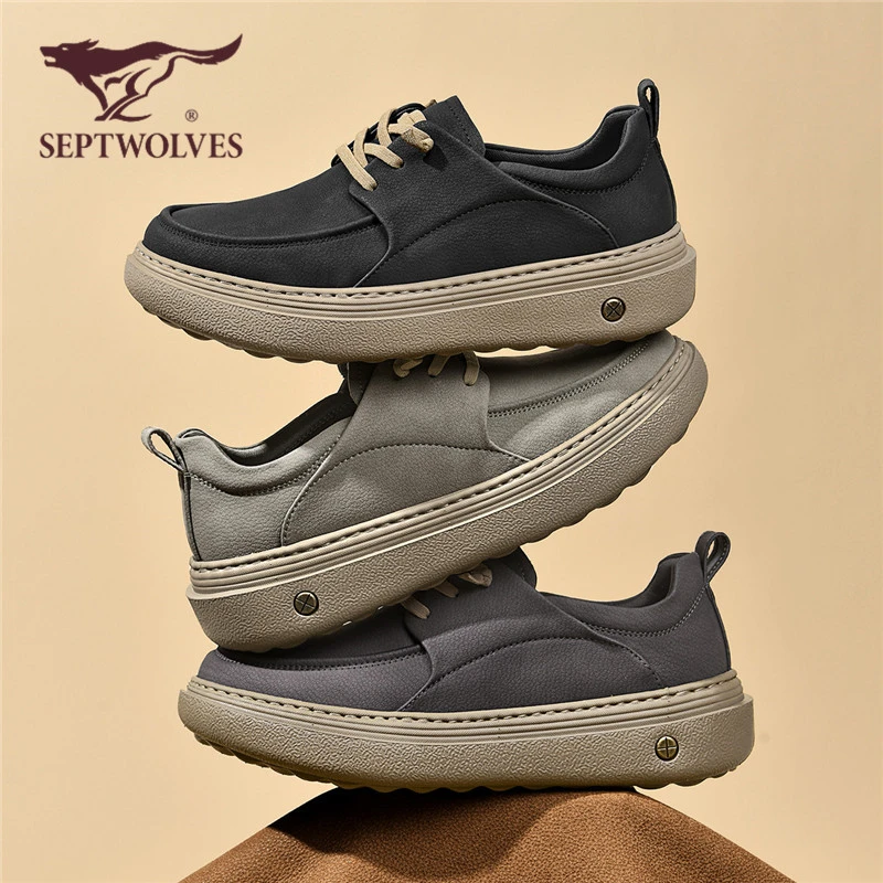 七匹狼男鞋一脚蹬保暖工装鞋新款软底勃肯鞋休闲皮鞋轻便舒适9812