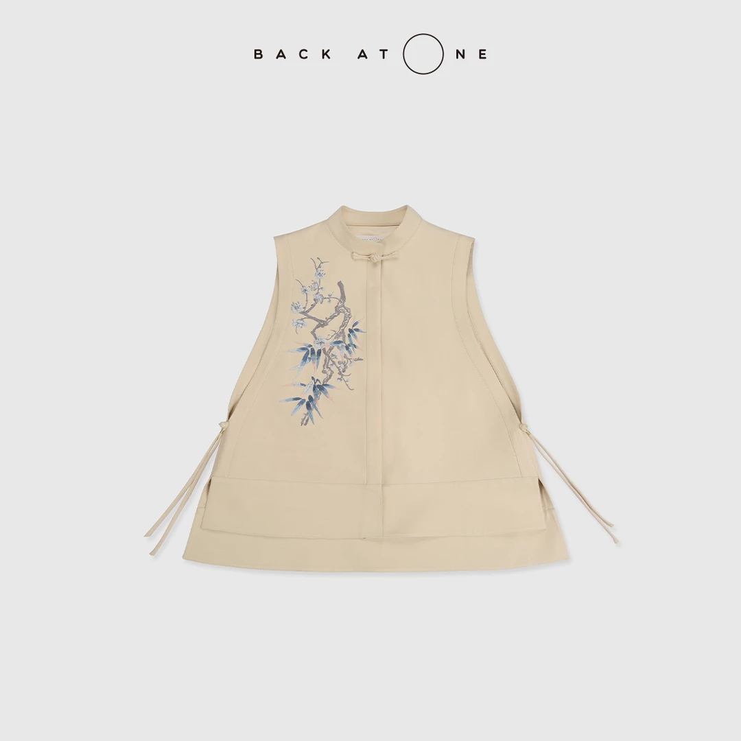 BACKATONE“竹梅诗集” 时尚百搭新中式立领绣花马甲 BFS-1BE094C-K