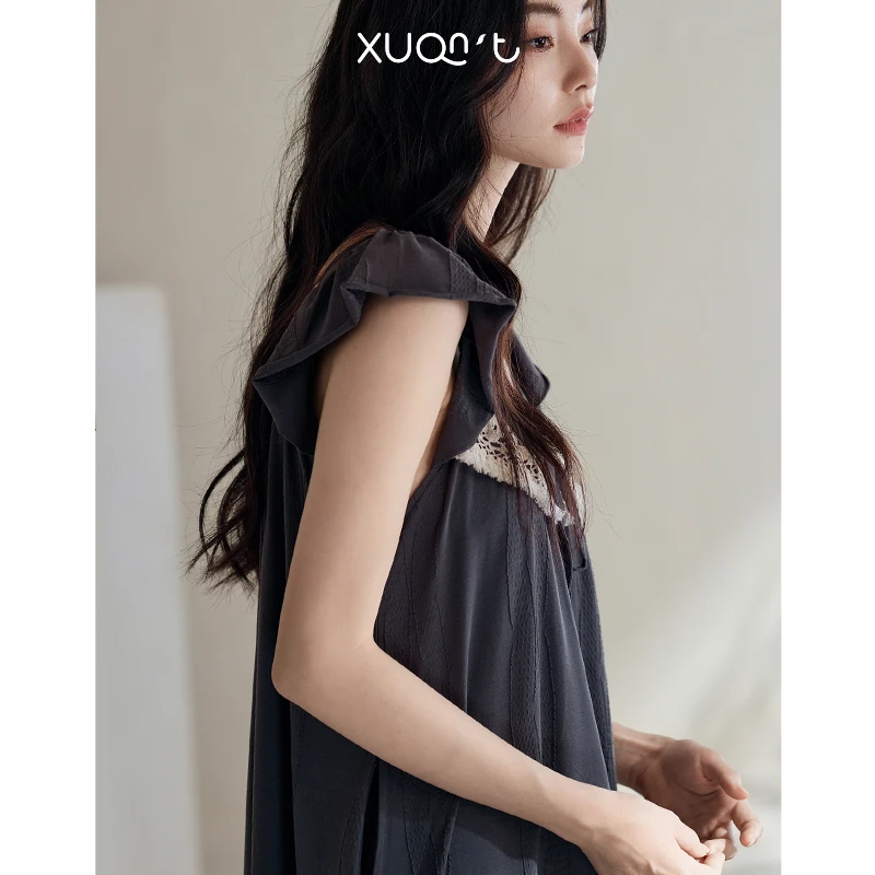 轩之婷睡裙女夏天纯棉薄款宽松无袖吊带睡衣长款可外穿连衣裙夏季