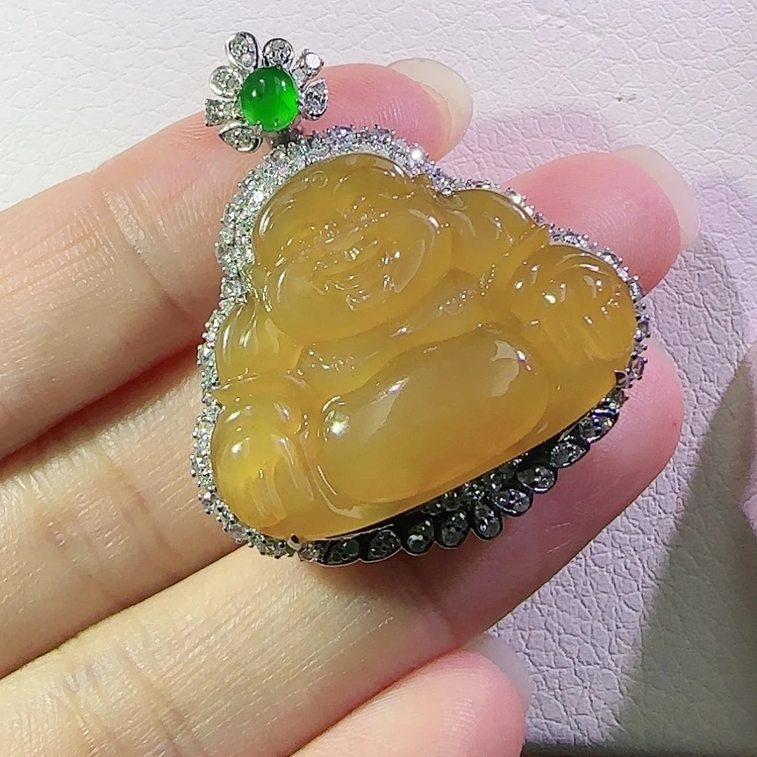 吊坠(不含链)18K金镶嵌翡翠