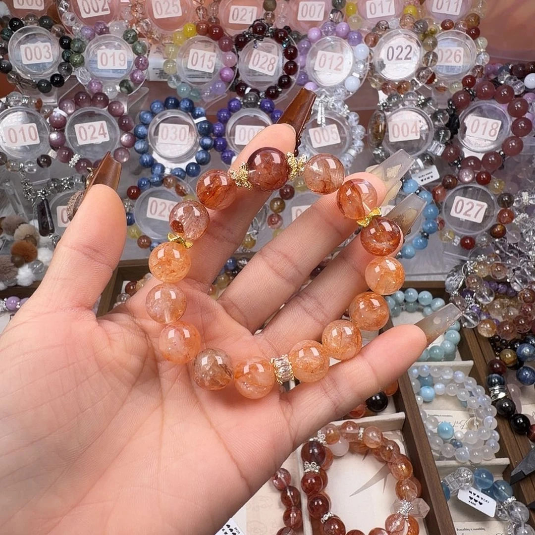 合金手链水晶红椒花