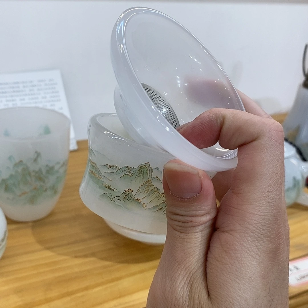 琉璃手工艺品千里江山茶漏