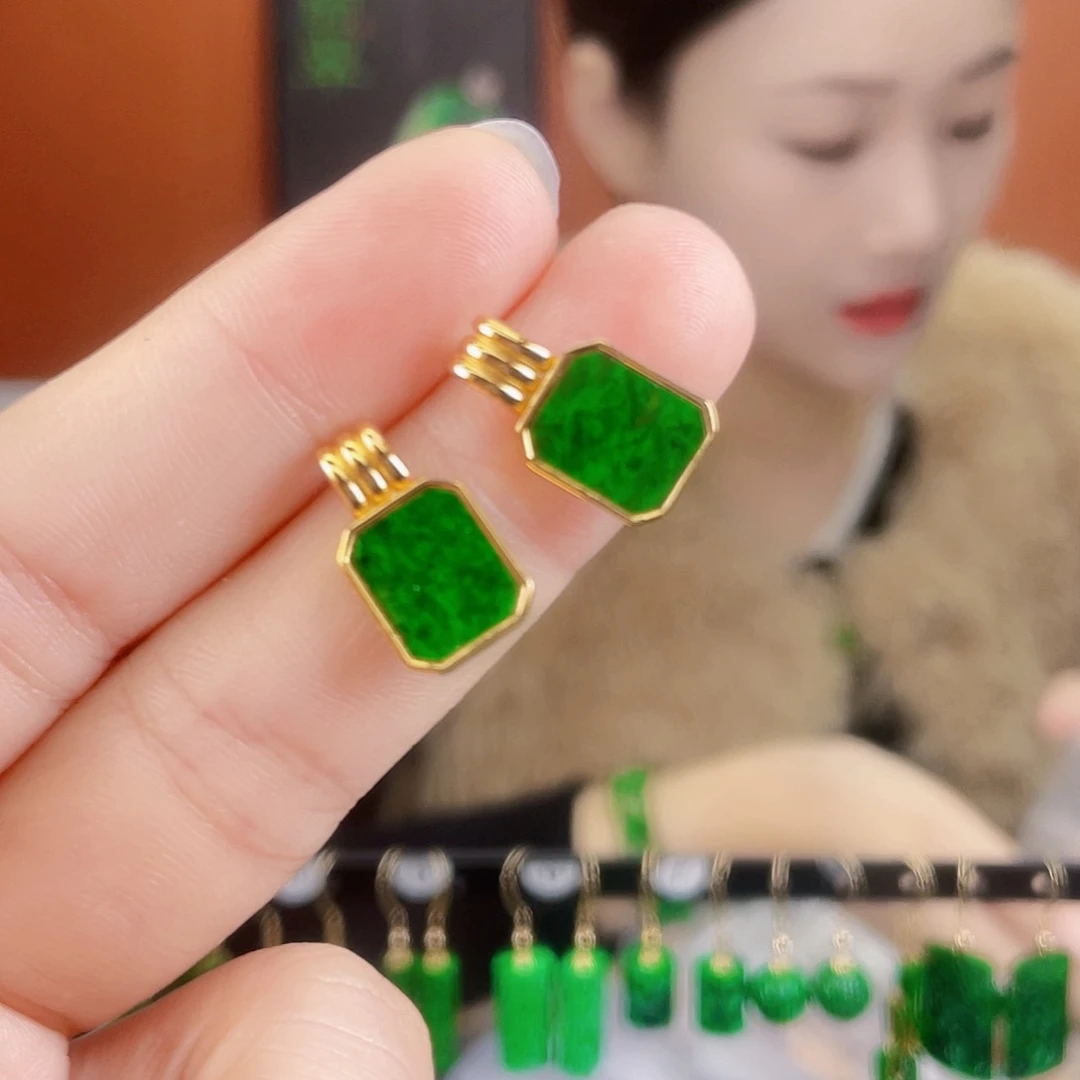 翡翠银S925镶嵌耳饰