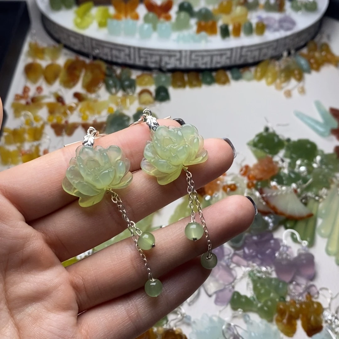 蛇纹石玉合金耳饰/颈饰