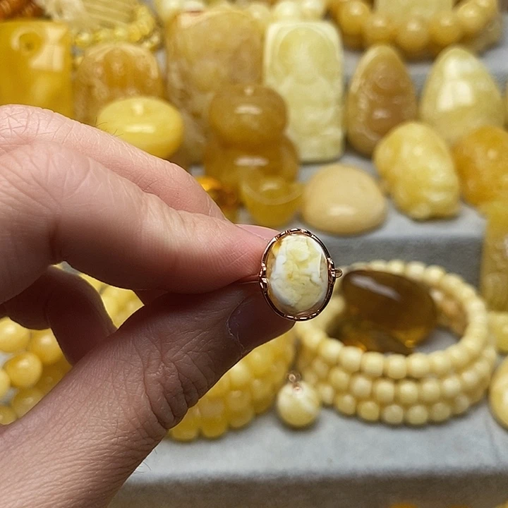 琥珀颈饰未镶嵌琥珀蜜蜡精品戒指