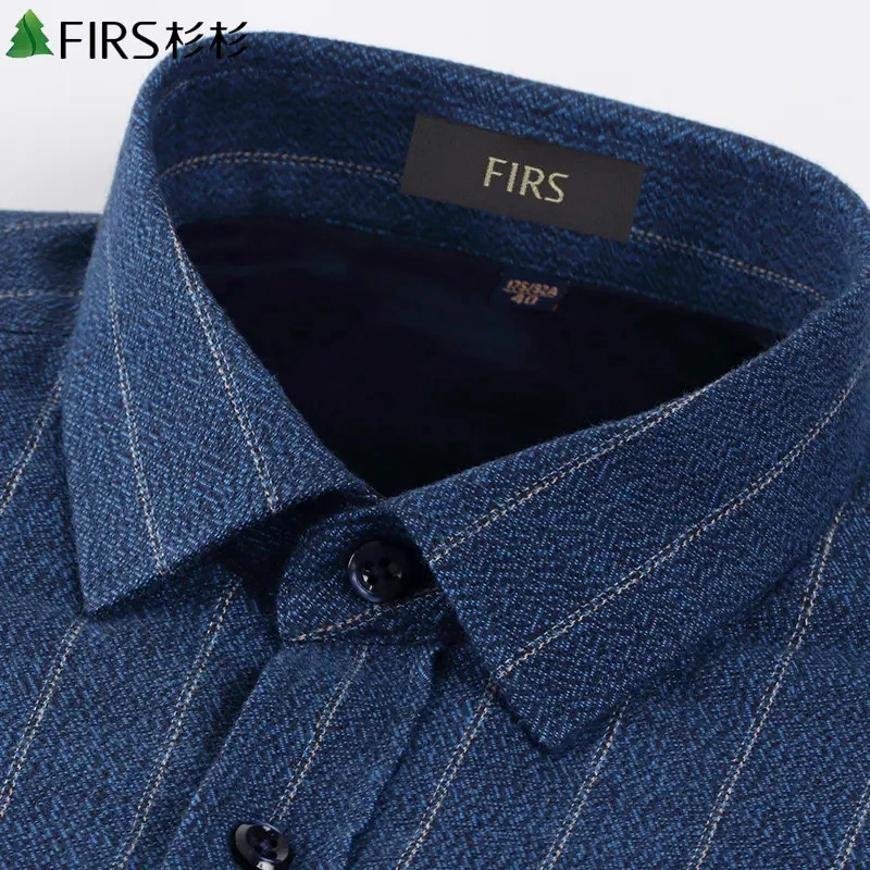 杉杉格子磨毛保暖衬衫男士纯棉加绒中老年爸爸装加厚保暖亲肤衬衣