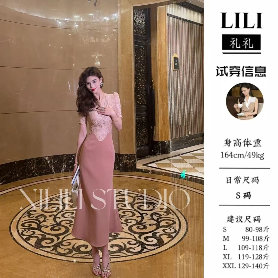 【晨露玫瑰】LILI推荐修身新款包臀显瘦蕾丝名媛女装连衣裙25053
