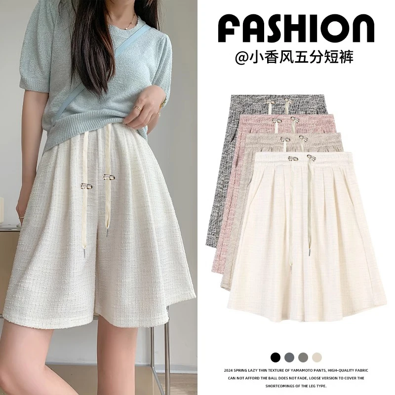 生完也能穿孕妇小香风短裤夏季薄款高腰直筒宽松休闲西装裤子女