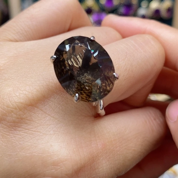 水晶戒指银S925镶嵌天然水晶戒指