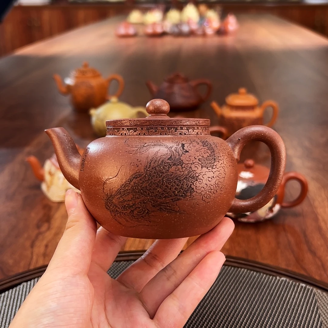 茶壶紫砂龙鱼平盖莲子