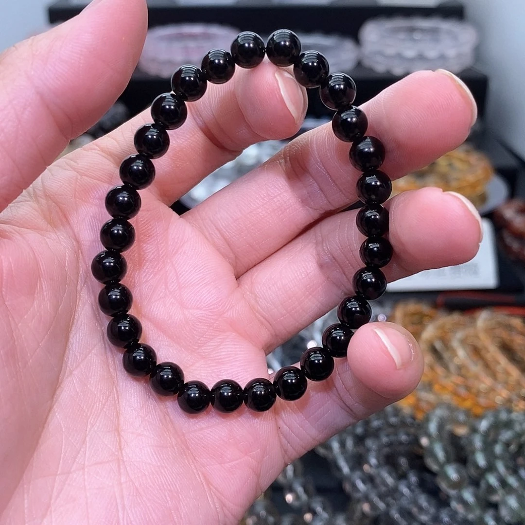 水晶手链未镶嵌黑曜石6咪