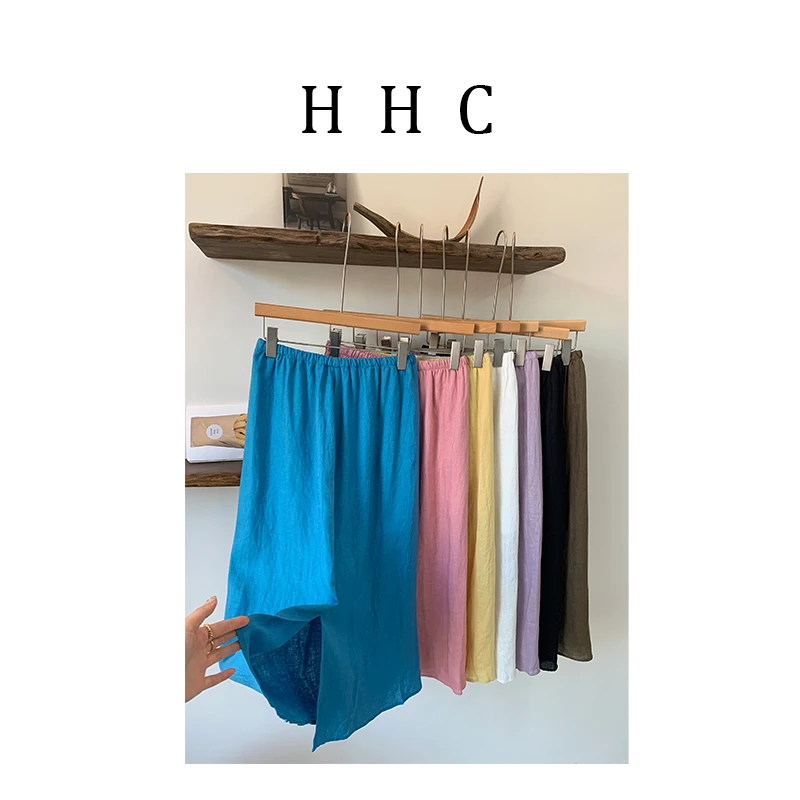 【花花菜】新品 夏款轻薄松弛透气100亚麻”人手必备“半身裙