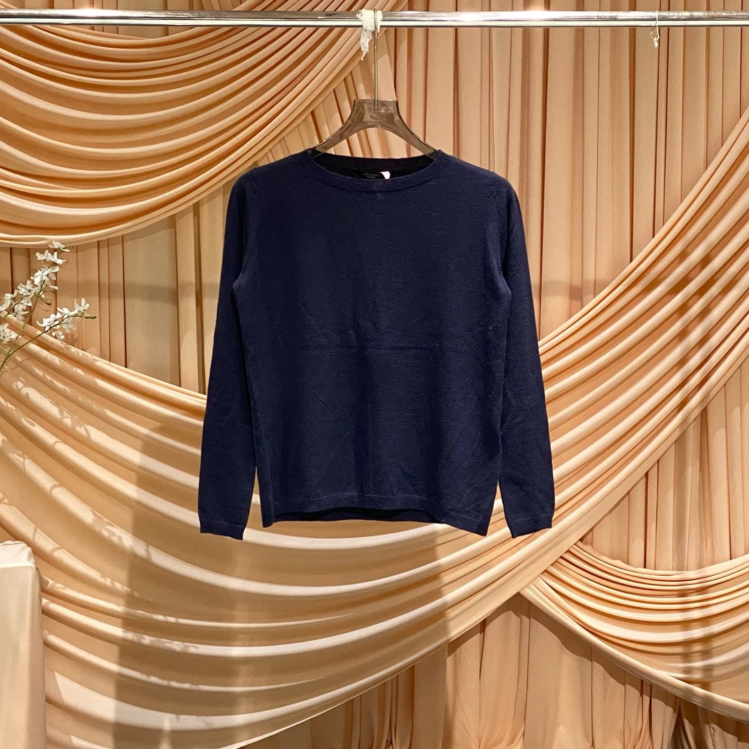 99新 MaxMara WeekendMaxmara深蓝色羊毛针织毛衣/s码/99新/38270