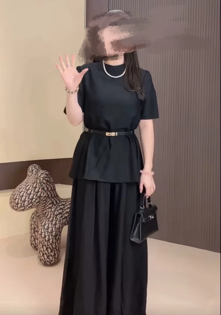 2025夏季新款大码女装轻薄百搭收腰裤裙套装