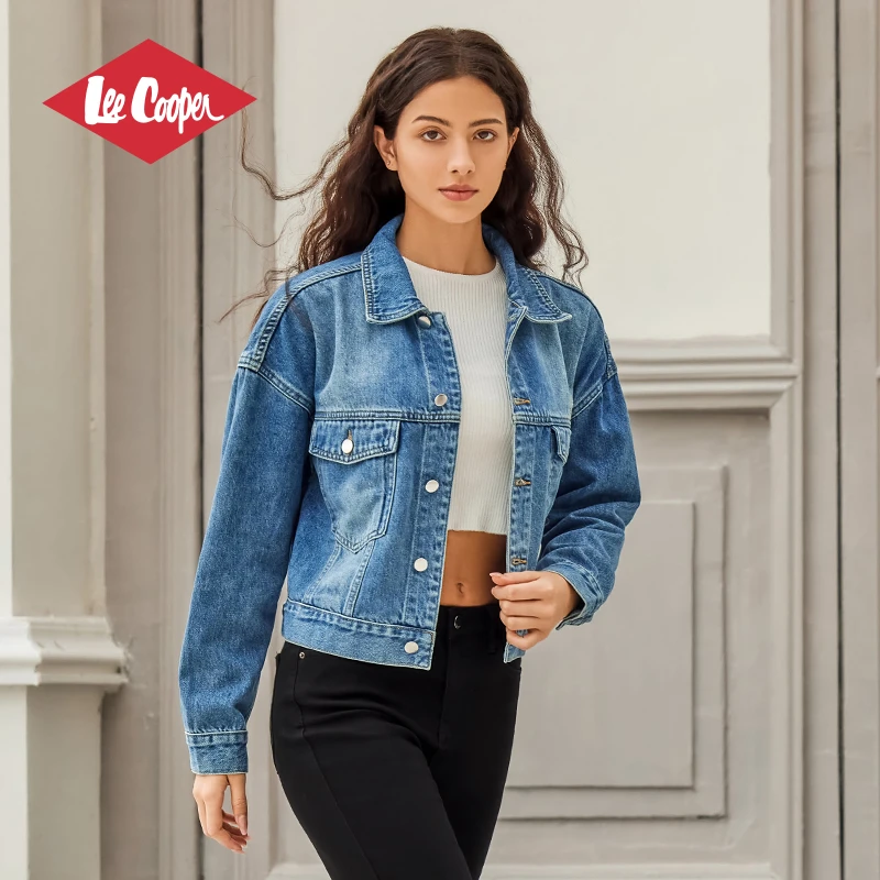 LEE COOPER外套女短外套牛仔水洗新款春秋上衣潮百搭短款宽松女装