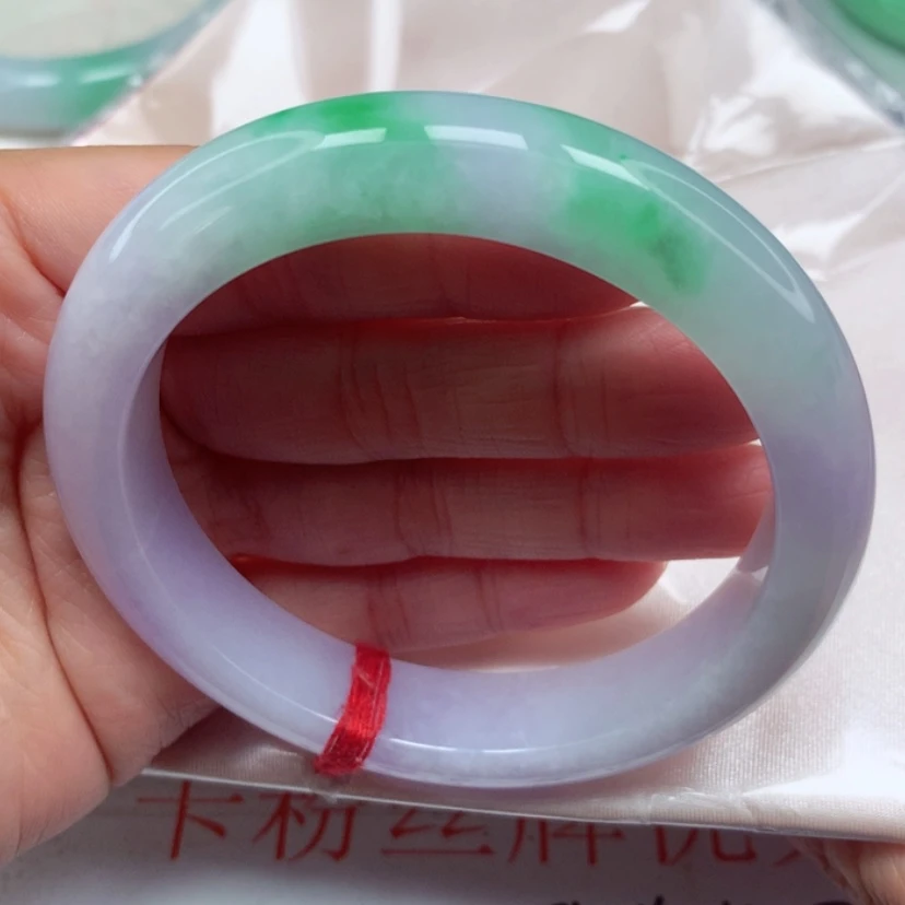【闪购商品】翡翠手镯未镶嵌冰糯阳绿春彩手镯5859圈10号