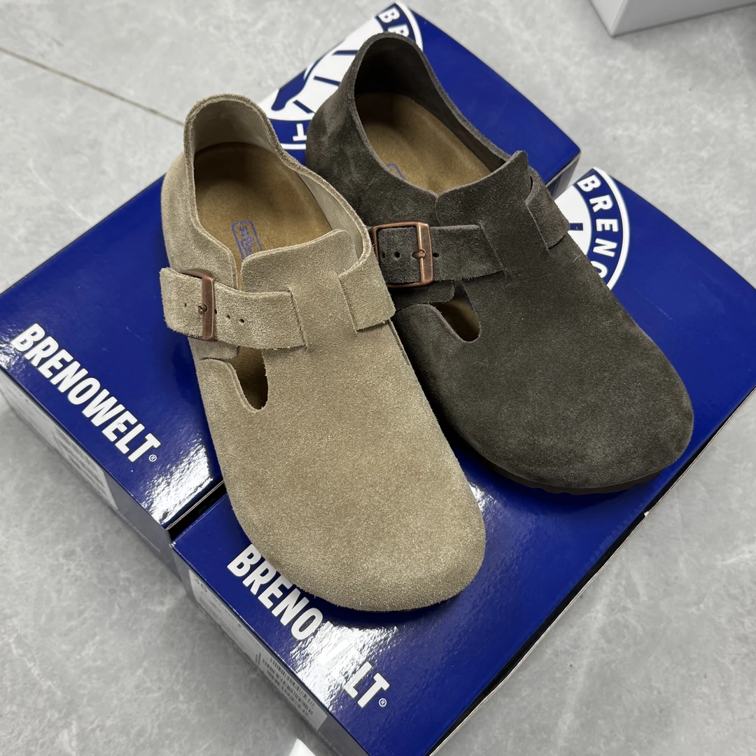 【哆哆优选】往小一码拍秋季勃肯搭扣全包单鞋牛皮女鞋慵懒感博肯