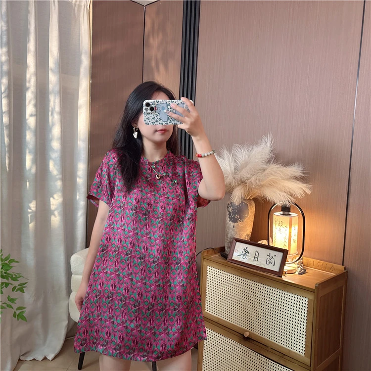 【有财花】高定香云纱夏国风奥黛中长上衣T恤新中式提花老钱风马甲