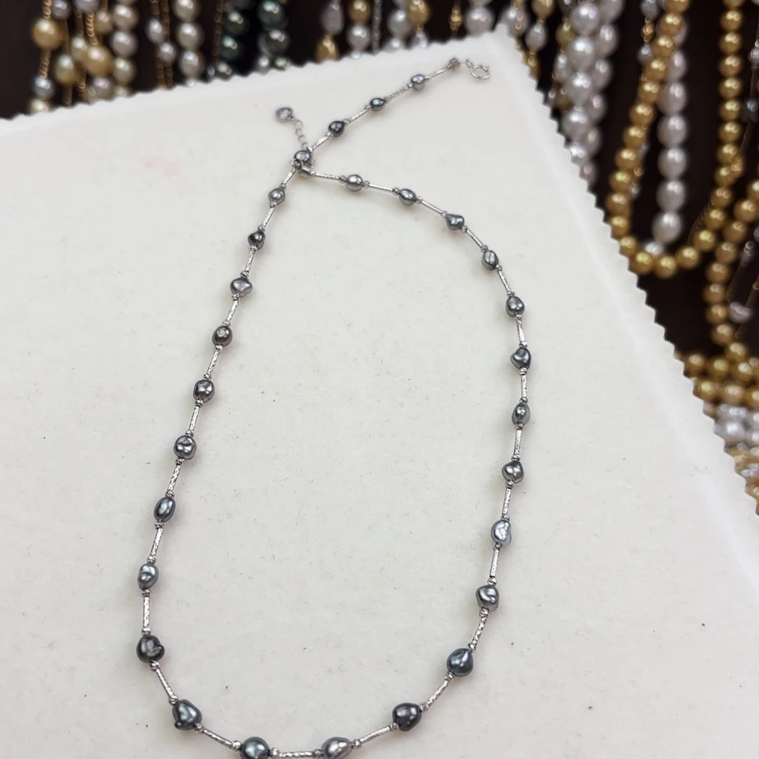 18K金镶嵌颈饰海水珍珠Keshi