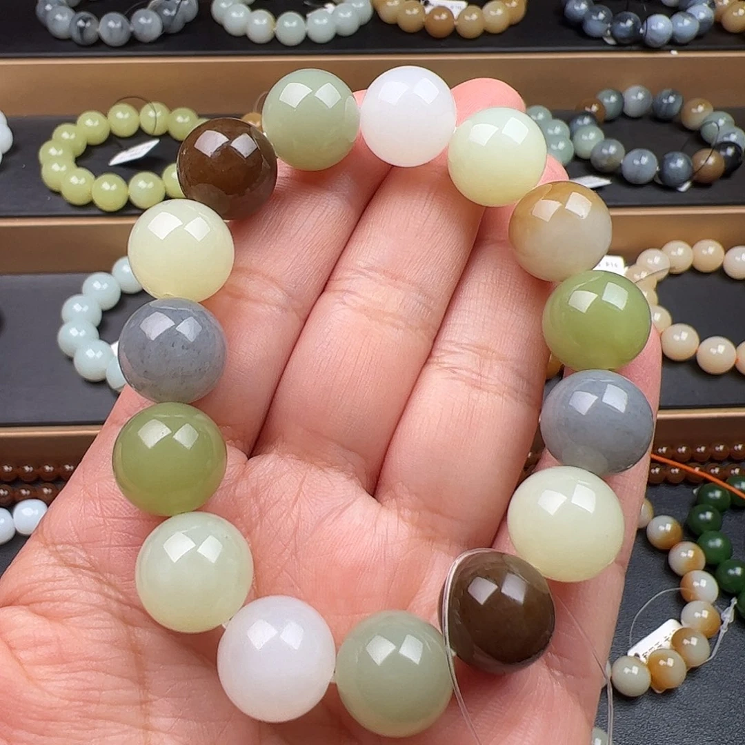 和田玉未镶嵌手链卡14点半