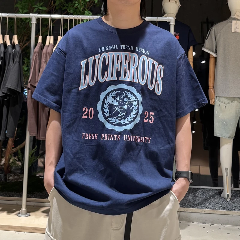 短袖字母宽松型常规印花卡通T恤日系韩版重磅百搭 LF25113