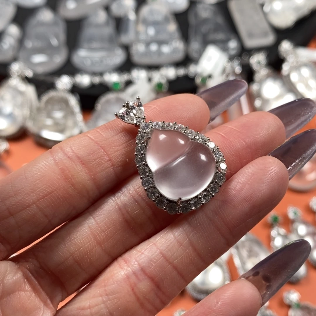 石英质玉银S925镶嵌颈饰爱心人鱼姬葫芦