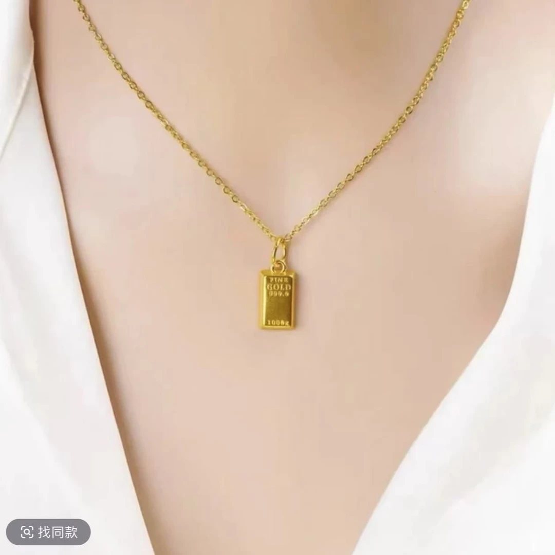 合金吊坠 小砖砖吊坠 +盒子链