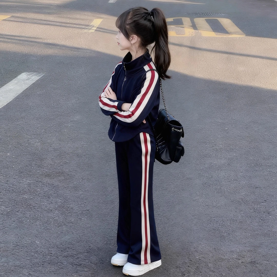 女童套装春秋季2025新款6-12岁15岁中大童运动休闲裤子两件套潮