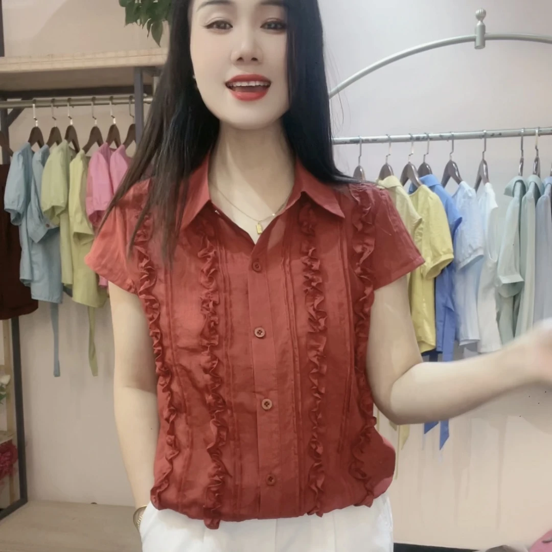 《梅子精选》新款时尚开扣衬衫减龄显瘦